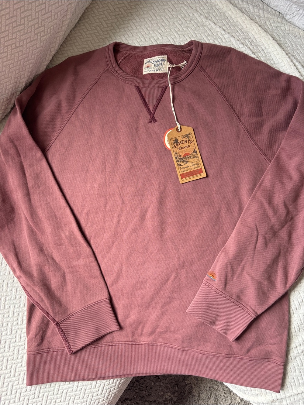 Faherty Men's Dusty Mauve Crewneck Sweatshirt, new with tags